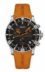 Mido Watches : M011.417.17.051.90 Quartz Black Dial Date Orange Rubber Men Watch