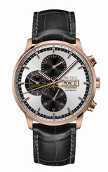 Mido Watches : M016.414.36.031.59 Automatic Chronograph Day Date PVD Rose Gold Coating Bezel Shock Resistance Black Leather Men Watch
