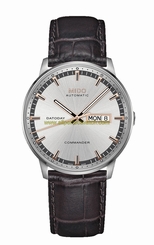 Mido Watches : M016.430.16.031.12 Automatic Silver Dial Day Date Shock Resistance Brown Leather Men Watch