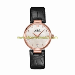 Mido Watches : M022.207.36.116.00 Automatic Mother of Pearl Diamond Dial Black Leather Women Watch