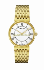 Mido Watches : M1130.3.26.1 Quartz White Dial Roman Numerals PVD Gold Coating Stainless Steel Men Watch