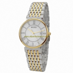Mido Watches : M1130.9.26.1 Quartz White Dial Roman Numerals Date Two Tone Stainless Steel Men Watch