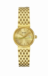 Mido Watches : M2130.3.12.1 Quartz Gold Dial Date PVD Gold Coating Stainless Steel Women Watch