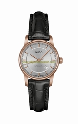 Mido Watches : M7600.3.10.4 Automatic Silver Dial Date Shock Resistance Black Leather Women Watch