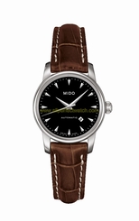 Mido Watches : M7600.4.18.8 Automatic Black Dial Stainless Steel Case With Brown Leather Strap Women Watch