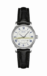Mido Watches : M7600.4.21.4 Automatic Silver Dial Roman Numerals Date Shock Resistance Black Leather Women Watch