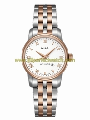 Mido Watches : M7600.9.N6.1 Automatic White Dial Stainless Steel Case, PVD Rose Gold Coating Bezel With PVD Rose Gold And Stainless Steel Bracelet Women Watch