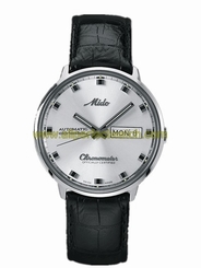 Mido Watches : M8419.4.C1.4 Automatic Chronometer Silver White Dial Stainless Steel Case With Black Leather Strap Men Watch