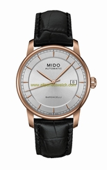 Mido Watches : M8600.3.10.4 Automatic Silver Dial Date PVD Rose Gold Coating Bezel Black Leather Men Watch