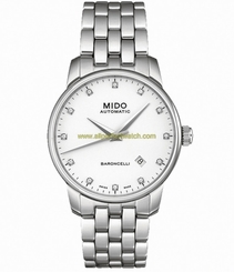 Mido Watches : M8600.4.66.1 Automatic White Dial Date Diamond Shock Resistance Stainless Steel Men Watch