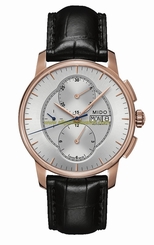 Mido Watches : M8607.3.10.4 Automatic Silver Dial Day Date Shock Resistance Black Leather Men Watch