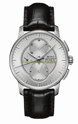 Mido Watches : M8607.4.17.4 Automatic Silver Dial Day Date Shock Resistance Black Leather Men Watch