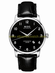 Mido Watches : M8690.4.18.4 Automatic Chronometer Jubilee Black Dial Stainless Steel Case With Black Leather Strap Men Watch