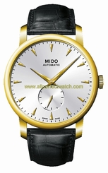 Mido Watches : M900.405.16.031.20 Automatic Silver Dial Stainless Steel Case With 18ct Gold Bezel With Black Leather Strap Men Watch