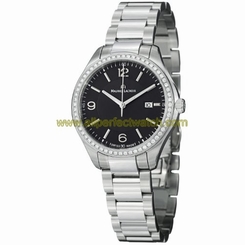 Maurice Lacroix Watches : MI1014-SD502-330 Quartz Date Black Dial Diamond Bezel Stainless Steel Women Watch