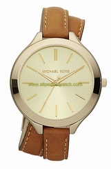 Michael Kors Watches : MK2256 Quartz Gold Dial Double Wrap Leather Women Watch