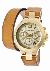 Michael Kors Watches : MK2261 Quartz Chronograph Champagne Dial Brown Leather Women Watch
