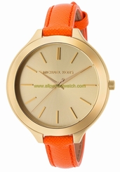 Michael Kors Watches : MK2275 Quartz Gold Dial Orange Leather Women Watch