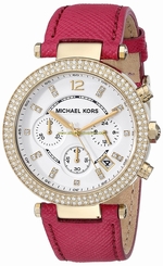 Michael Kors Watches : MK2297 Quartz Chronograph Date Crystal Bezel Leather Women Watch