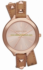 Michael Kors Watches : MK2299 Quartz Analog Rose Gold Stainless Steel Bezel Brown Leather Women Watch
