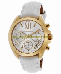 Michael Kors Watches : MK2302 Quartz Chronograph Date White Leather Women Watch