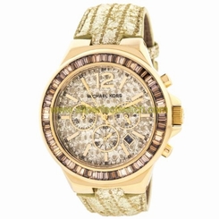 Michael Kors Watches : MK2304 Quartz Chronograph Beige Dial Date Leather Women Watch