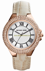 Michael Kors Watches : MK2330 Quartz Roman Numerals Dial Crystal Rose Gold Tone Stainless Steel Bezel Leather Women Watch