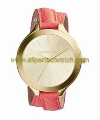 Michael Kors Watches : MK2332 Quartz Analog Gold Tone Stainless Steel Bezel Pink Leather Women Watch