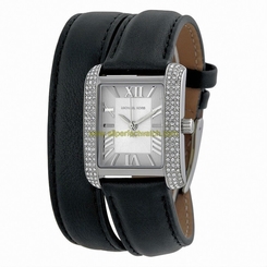 Michael Kors Watches : MK2359 Quartz Silver Dial Black Leather Women Watch
