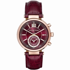 Michael Kors Watches : MK2426 Red Dial Leather Women Watch