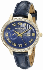 Michael Kors Watches : MK2429 Quartz Analog Day Date Crystal Bezel Blue Leather Women Watch