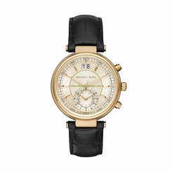 Michael Kors Watches : MK2433 Quartz Analog Date Black Leather Women Watch