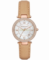Michael Kors Watches : MK2463 Silver Dial Fixed Rose Gold-tone Set With Crystals Band Women Watch