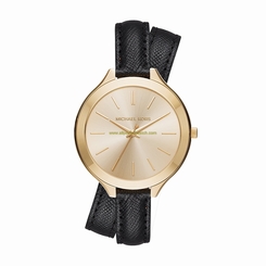 Michael Kors Watches : MK2468 Quartz Analog Double Wrap Black Leather Women Watch
