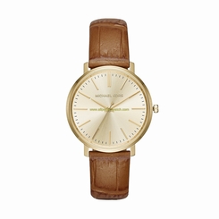 Michael Kors Watches : MK2496 Gold Dial Leather Women Watch