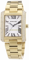 Michael Kors Watches : MK3254 Quartz White Roman Numerals Dial Gold Tone Stainless Steel Rectangle Women Watch
