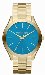 Michael Kors Watches : MK3265 Quartz Blue Dial Gold Tone Stainless Steel Women Watch