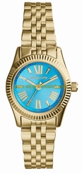 Michael Kors Watches : MK3271 Quartz Blue Roman Numerals Dial Gold Tone Stainless Steel Women Watch