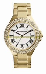 Michael Kors Watches : MK3277 Quartz White Roman Numerals Dial Crystal Bezel Gold Tone Stainless Steel Women Watch