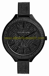 Michael Kors Watches : MK3318 Quartz Crystal Pave Black Dial Stainless Steel Women Watch
