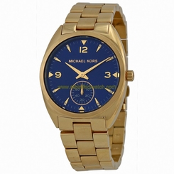 Michael Kors Watches : MK3345 Quartz Blue Dial Gold Tone Stainless Steel Unisex Watch