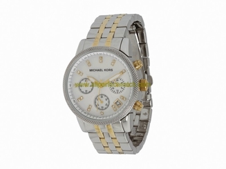 Michael Kors Watches : MK5057 Quartz Chronograph Date Mother Of Pearl Dial Stainless Steel Women Watch