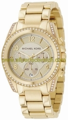 Michael Kors Watches : MK5166 Quartz Dial Gold with three hand movement, sub dial chronograph and date window Women Watch