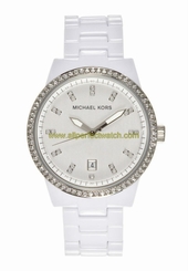 Michael Kors Watches : MK5204 Quartz Silver Dial Date White Resin Women Watch