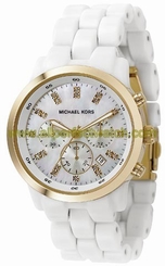 Michael Kors Watches : MK5218 White Acrylic Chronograph MOP Ladies Women Watch