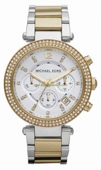 Michael Kors Watches : MK5626 Quartz Chronograph Date Crystal Bezel Two Tone Stainless Steel Women Watch