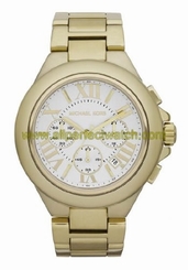 Michael Kors Watches : MK5635 Quartz Dial White with three hand movement, date window, sub dial chronograph and gold detatiling Women Watch
