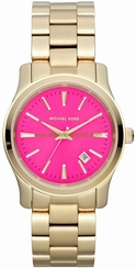 Michael Kors Watches : MK5801 Quartz Pink Dial Date Gold Tone Stainless Steel Women Watch