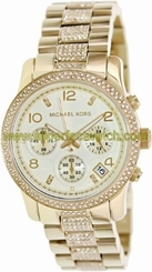 Michael Kors Watches : MK5826 Quartz Chronograph Crystal Bezel Date Gold Tone Stainless Steel Women Watch