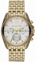Michael Kors Watches : MK5835 Quartz Chronograph Date Crystal Bezel Gold Tone Stainless Steel Women Watch